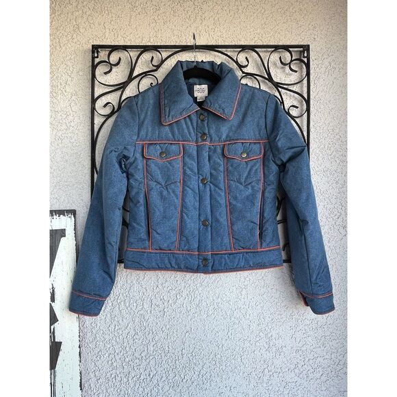 BDG Effie Trucker Jacket - Size Small - Blue/ Orange - Picture 2 of 11